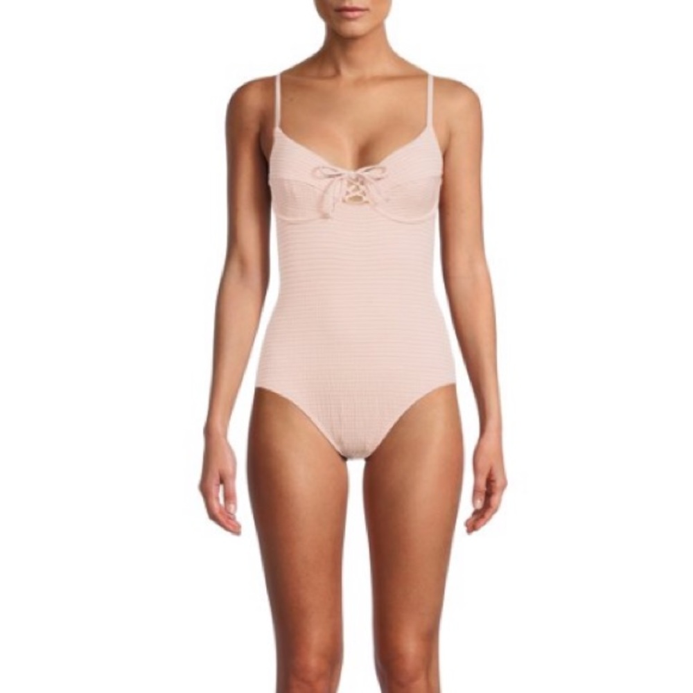 Smocked one piece swimsuit